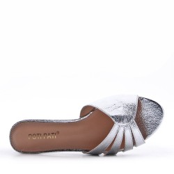 Grande taille 38-42 Sandale à petit talon en simili cuir pour femme