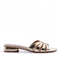 Grande taille 38-42 Sandale à petit talon en simili cuir pour femme