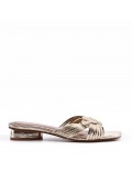 Low-heel sandal in mixed materials for women