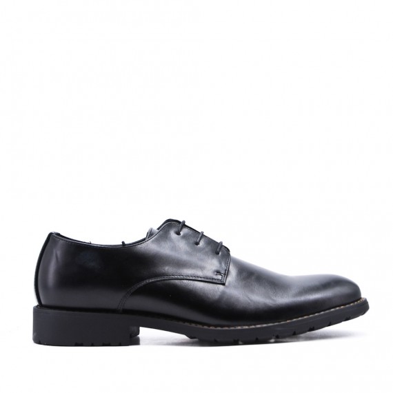 Lace-up faux leather derby