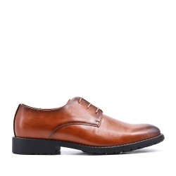 Lace-up faux leather derby