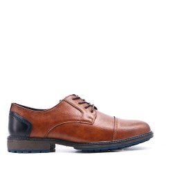 Lace-up faux leather derby