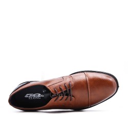 Lace-up faux leather derby