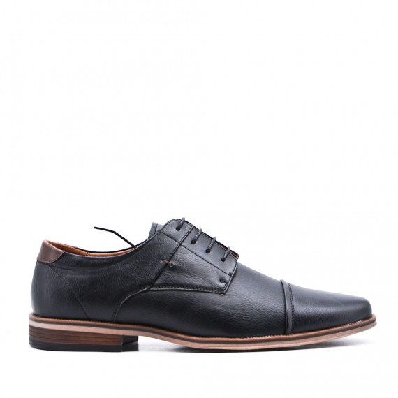 Lace-up faux leather derby