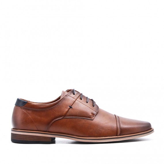 Lace-up faux leather derby