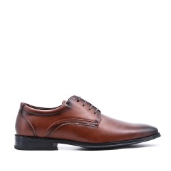 Lace-up faux leather derby