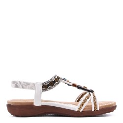 Sandale plat en simili cuir pour femme