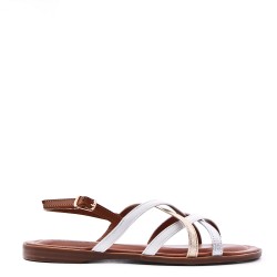 Flat sandals in faux leather for women