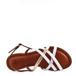 Flat sandals in faux leather for women