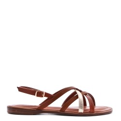 Sandale plat en simili cuir pour femme