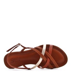 Flat sandals in faux leather for women