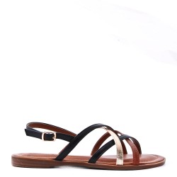 Flat sandals in faux leather for women