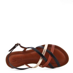 Flat sandals in faux leather for women