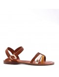 Flat sandals in faux leather for women