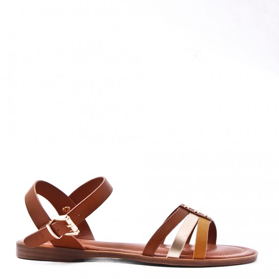 Flat sandals in faux leather for women