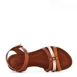 Flat sandals in faux leather for women