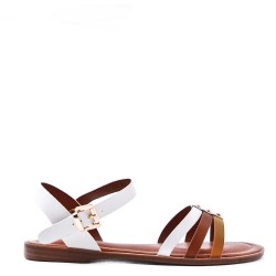 Flat sandals in faux leather for women