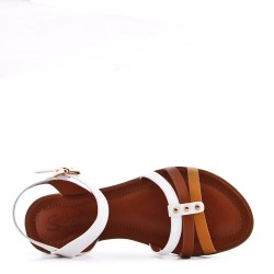 Flat sandals in faux leather for women