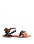 Flat sandals in faux leather for women