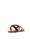 Flat sandals in faux leather for women