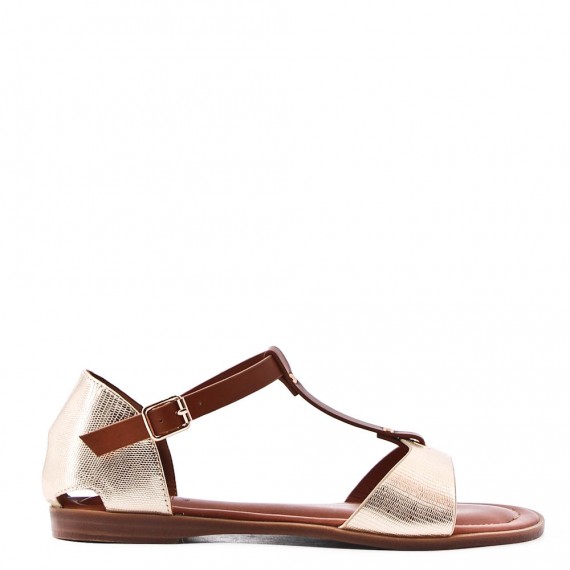 Flat sandals in faux leather for women