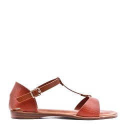 Sandale plat en simili cuir pour femme