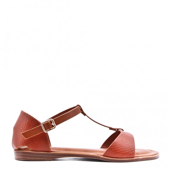 Sandale plat en simili cuir pour femme