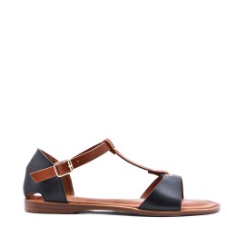 Flat sandals in faux leather for women