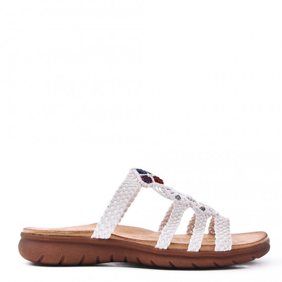 Flat sandals in faux leather for women