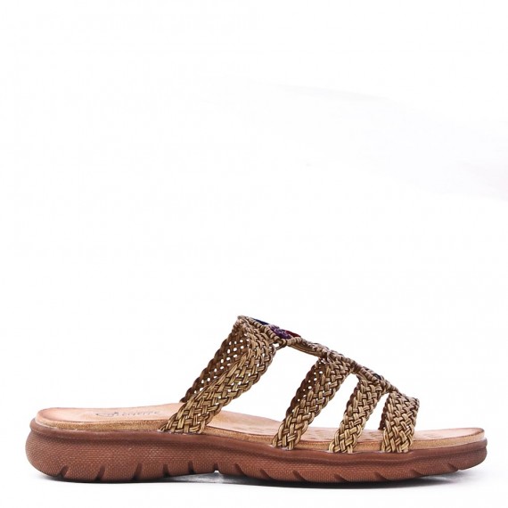 Flat sandals in faux leather for women