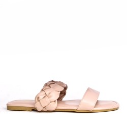 Big size 41-44 -Flat sandal in mixed materials