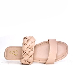 Big size 41-44 -Flat sandal in mixed materials