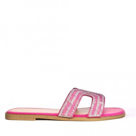 Big size 41-44 -Flat sandal in mixed materials