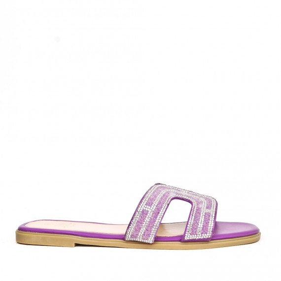 Big size 41-44 -Flat sandal in mixed materials