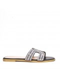 Big size 41-44 -Flat sandal in mixed materials