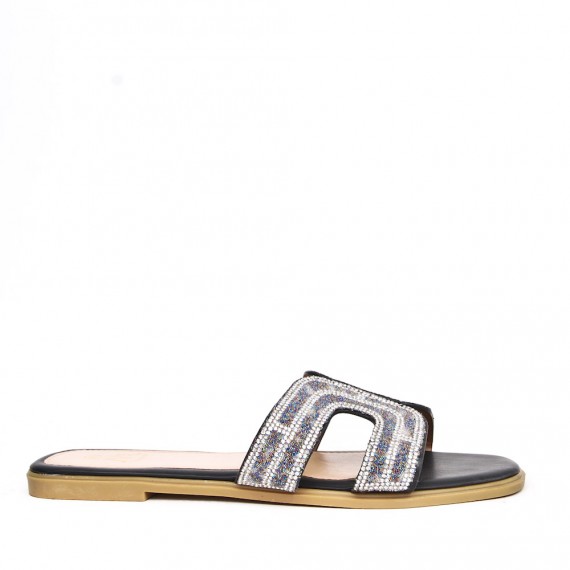 Big size 41-44 -Flat sandal in mixed materials