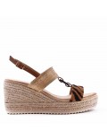 Mixed material wedge sandal