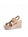 Mixed material wedge sandal