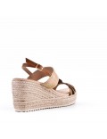 Mixed material wedge sandal