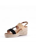 Mixed material wedge sandal