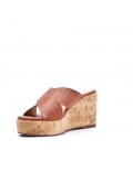 Mixed material wedge sandal