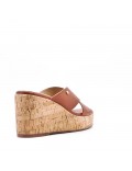 Mixed material wedge sandal