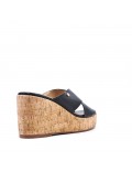 Mixed material wedge sandal