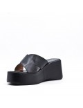 Mixed material wedge sandal