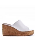 Mixed material wedge sandal