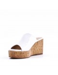 Mixed material wedge sandal