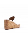 Mixed material wedge sandal