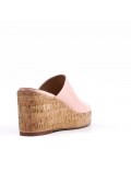 Mixed material wedge sandal