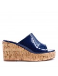 Mixed material wedge sandal