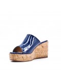 Mixed material wedge sandal